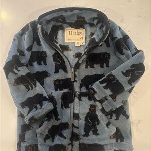 Hatley Kids Fleece Jacket with Bear Pattern - Blue and Black